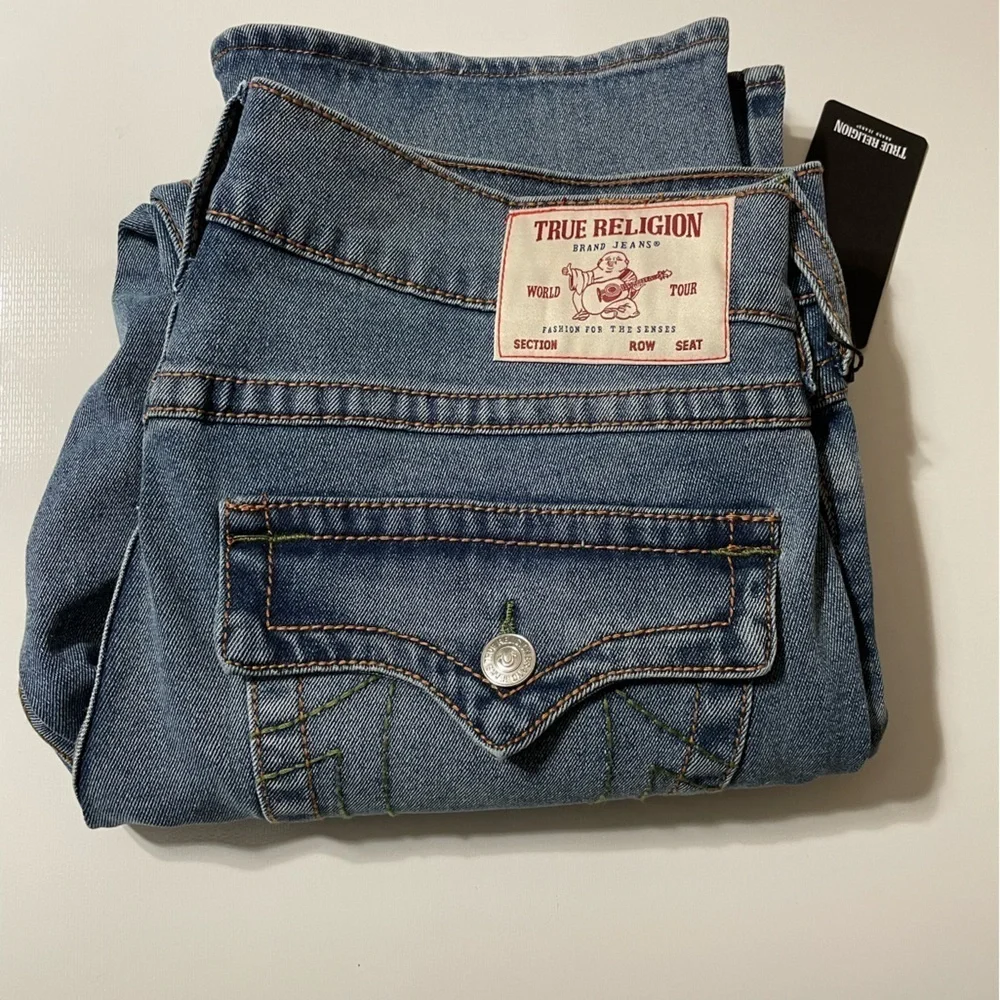 True Religion Ricky Big T Flap Jeans Medium Dusty Wash New